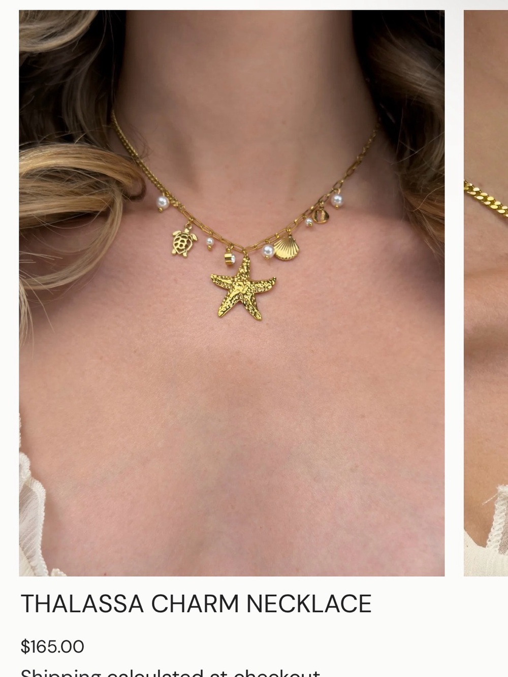 Gold Starfish Charm Necklace - Gold